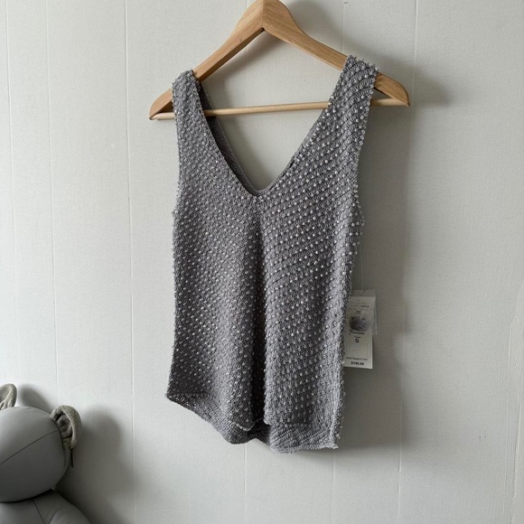 Vintage grey beaded knit tank top - Picture 1 of 8